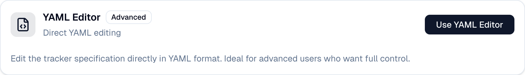 Tracker Creation Using YAML Editor