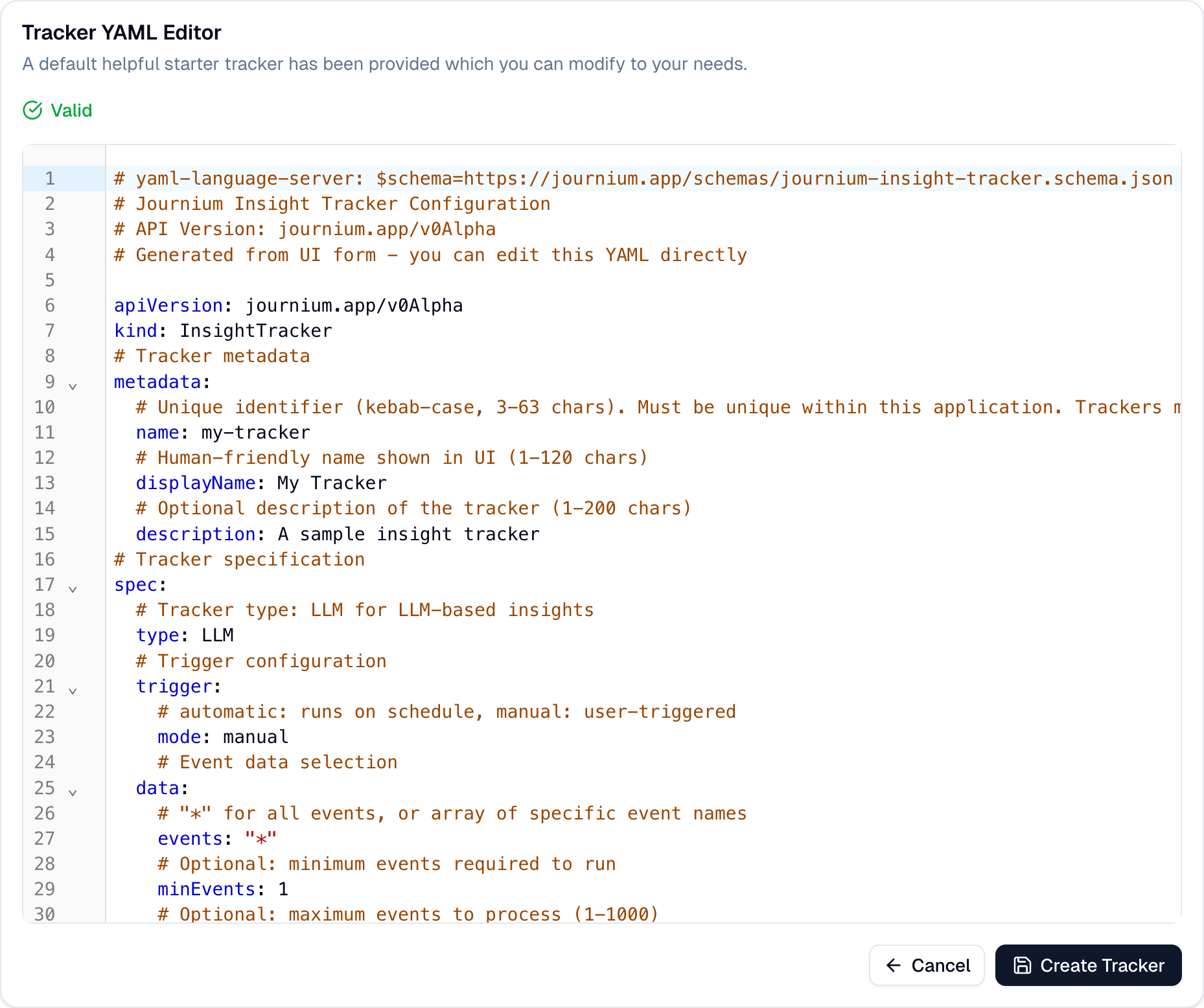 Tracker YAML Editor